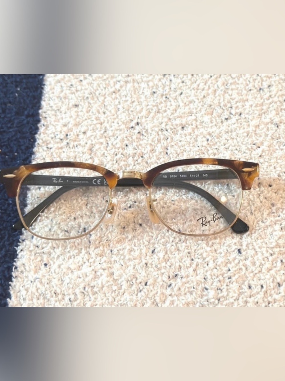 NEW RAY-BAN RB 5154 8058 BLACK GOLD CLUBMASTER EYEGLASSES